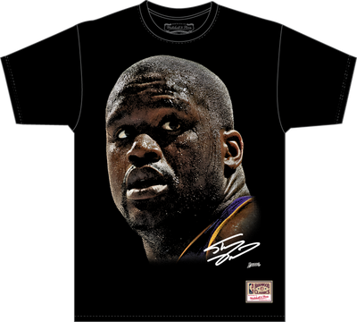 Mitchell & Ness Shaquille O'neal Los Angeles Lakers Black Real Big Face T-Shirt