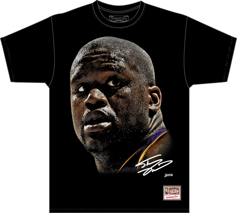 Mitchell & Ness Shaquille O'neal Los Angeles Lakers Black Real Big Face T-Shirt