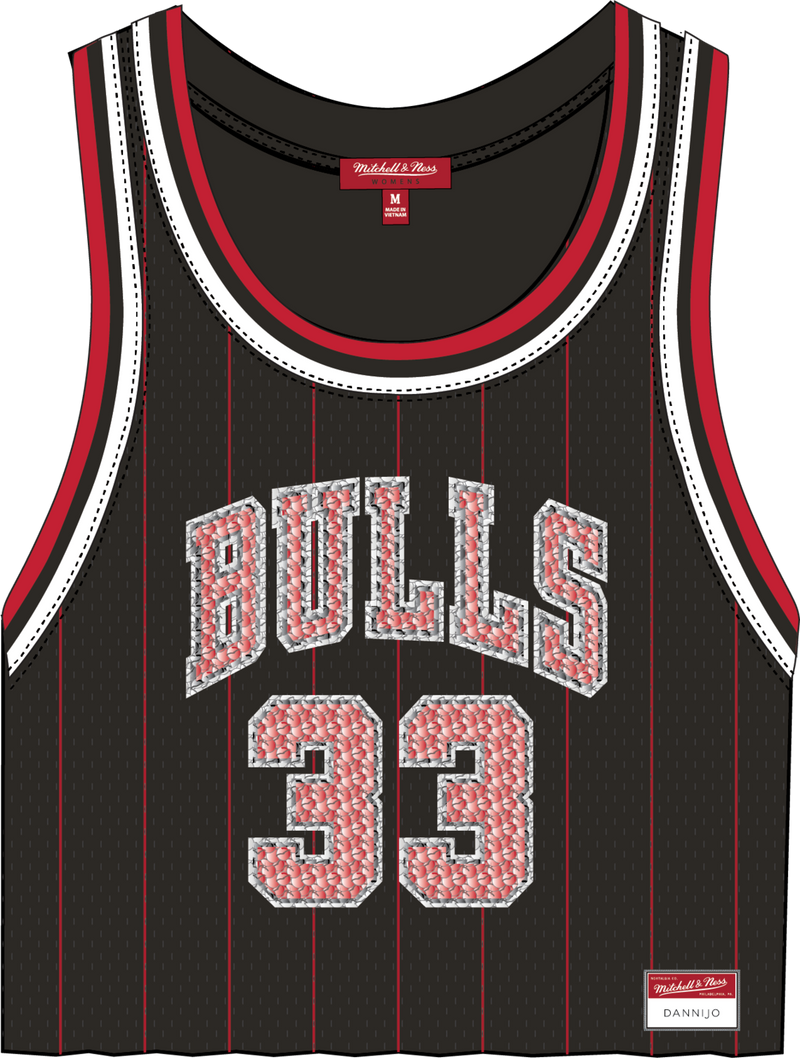Mitchell & Ness Women's Scottie Pippen Chicago Bulls Black Mitchell & Ness x Dannijo Name & Number Crop Jersey
