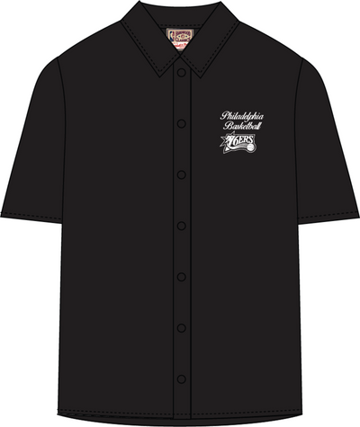 Mitchell & Ness Philadelphia 76ers Black Button Up