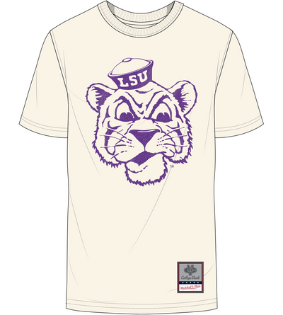 Mitchell & Ness Louisiana State University Cream Retro Logo T-Shirt LSU