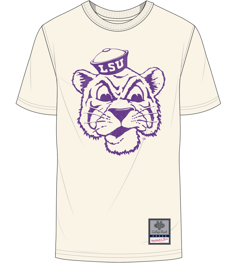 Mitchell & Ness Louisiana State University Cream Retro Logo T-Shirt LSU