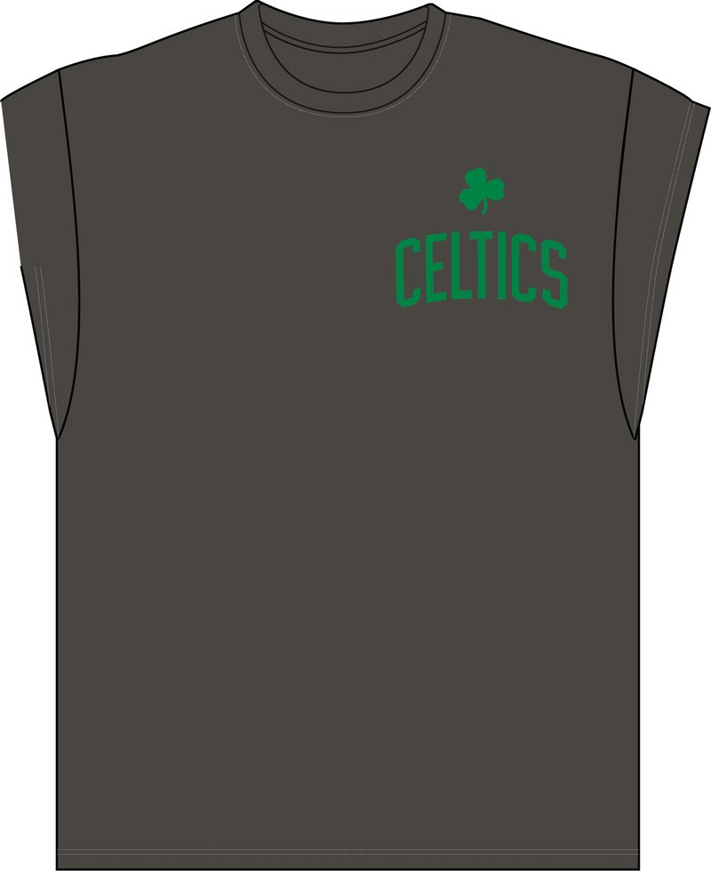 Mitchell & Ness Boston Celtics Black Muscle Cut Off Graphic T-Shirt