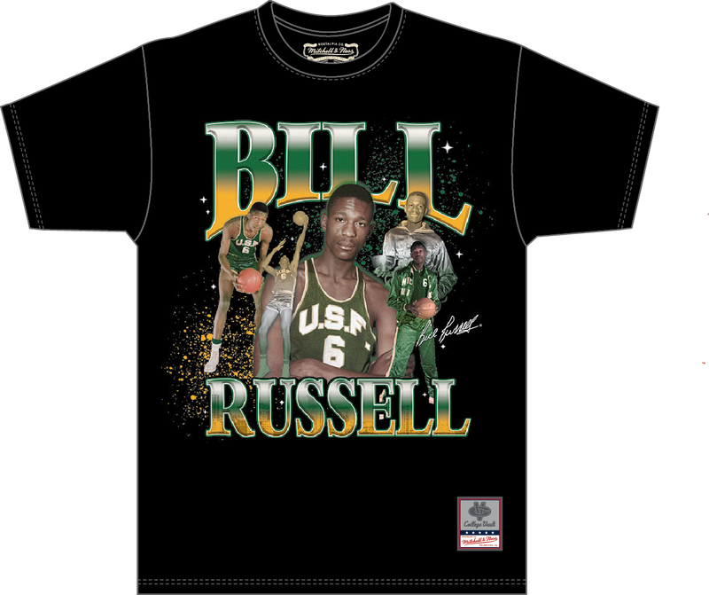 Mitchell & Ness Bill Russell University of San Francisco Black T-Shirt