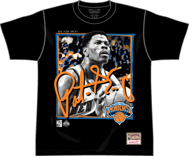 Mitchell & Ness Patrick Ewing New York Knicks Black Freeze Frame Player T-Shirt