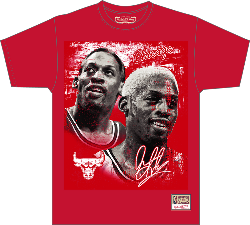 Mitchell & Ness Dennis Rodman Chicago Bulls Red City Mural T-Shirt