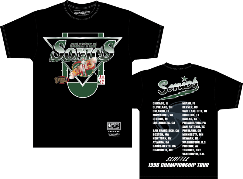 Mitchell & Ness Seattle Supersonics Black Rock on Tour T-Shirt