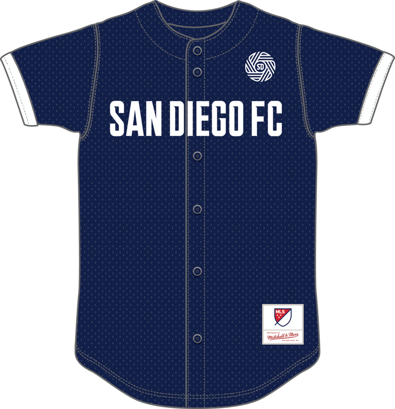 Mitchell & Ness San Diego FC Navy Team Color Head Coach Mesh Button Front Top