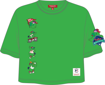 Mitchell & Ness Women's Philadelphia Phillies Green Double Clutch Crop Boxy T-Shirt