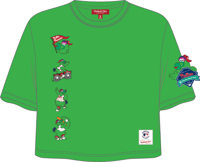 Mitchell & Ness Women's Philadelphia Phillies Green Double Clutch Crop Boxy T-Shirt
