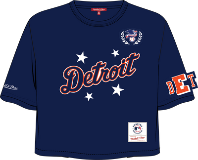 Mitchell & Ness Women's Detroit Tigers Navy Pep Rally Crop Boxy T-Shirt