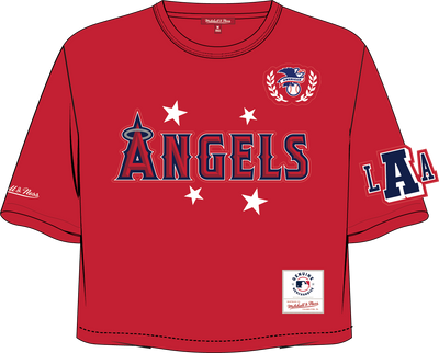 Mitchell & Ness Women's Los Angeles Angels Red Pep Rally Crop Boxy T-Shirt