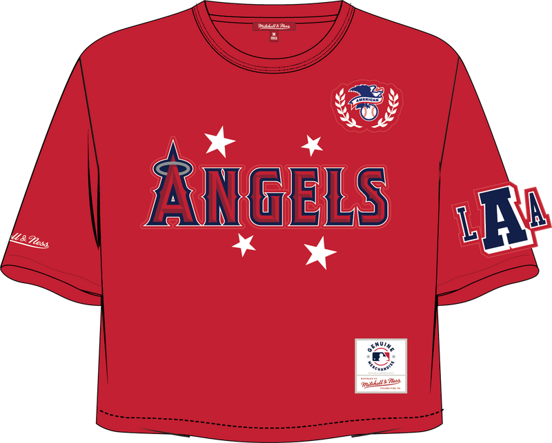 Mitchell & Ness Women's Los Angeles Angels Red Pep Rally Crop Boxy T-Shirt