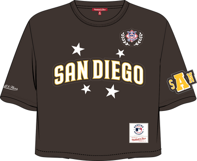 Mitchell & Ness Women's San Diego Padres Brown Pep Rally Crop Boxy T-Shirt