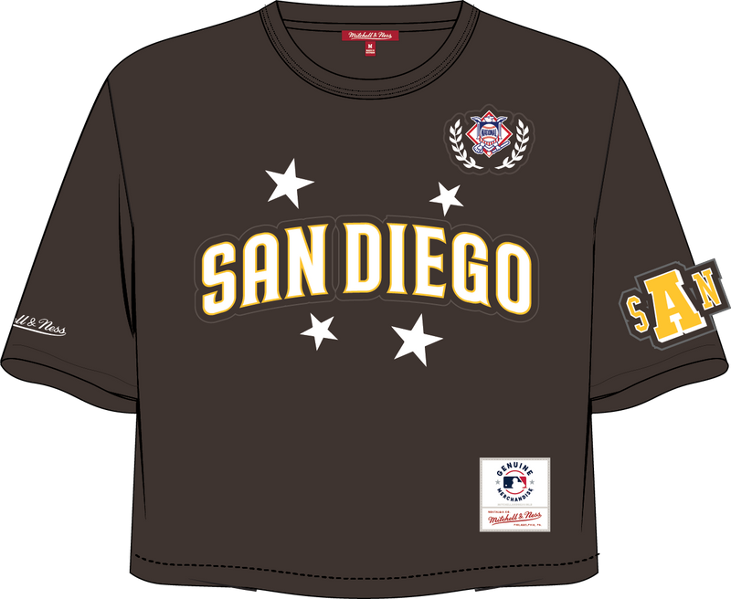 Mitchell & Ness Women's San Diego Padres Brown Pep Rally Crop Boxy T-Shirt