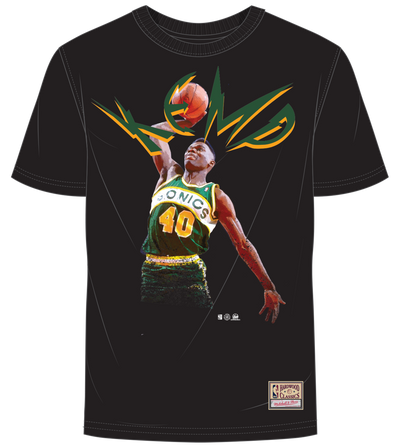 Mitchell & Ness Shawn Kemp Seattle Supersonics Black Blaze T-Shirt