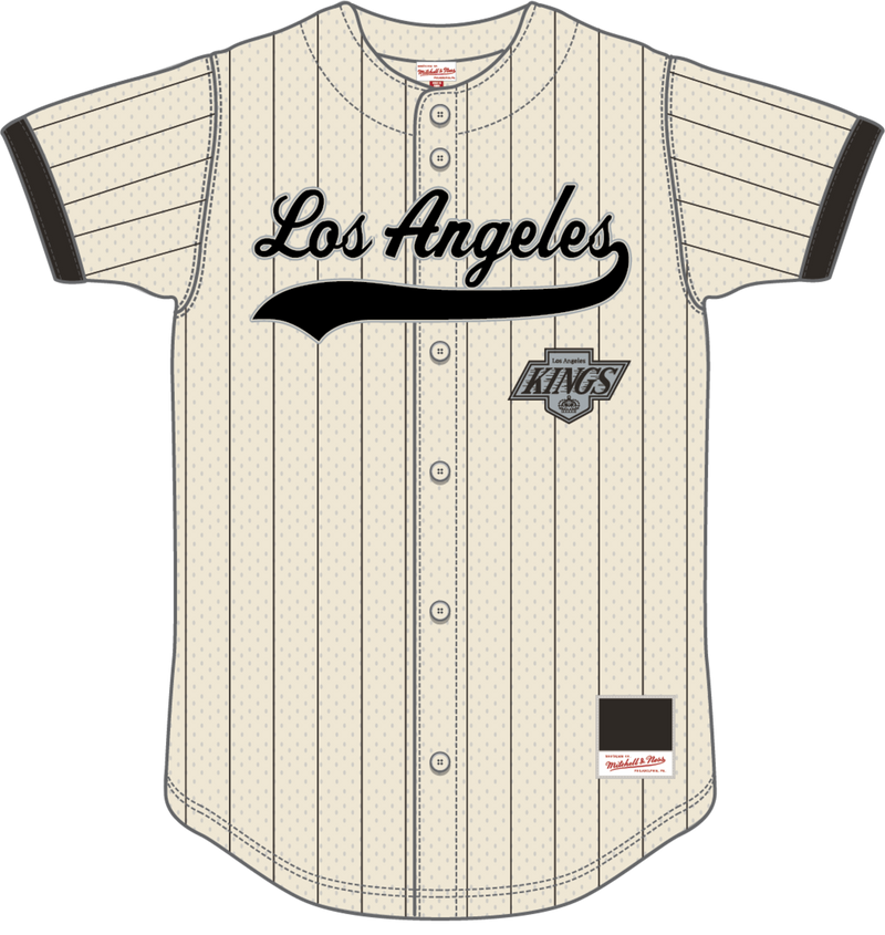 Mitchell & Ness Wayne Gretzky Los Angeles Kings Cream N&n Mesh Button Front