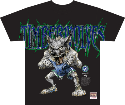 Mitchell & Ness Minnesota Timberwolves Black x Lrg Wild Art T-Shirt