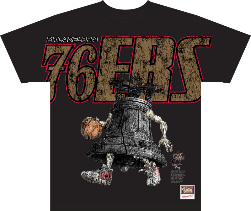 Mitchell & Ness Philadelphia 76ers Black x Lrg Wild Art T-Shirt