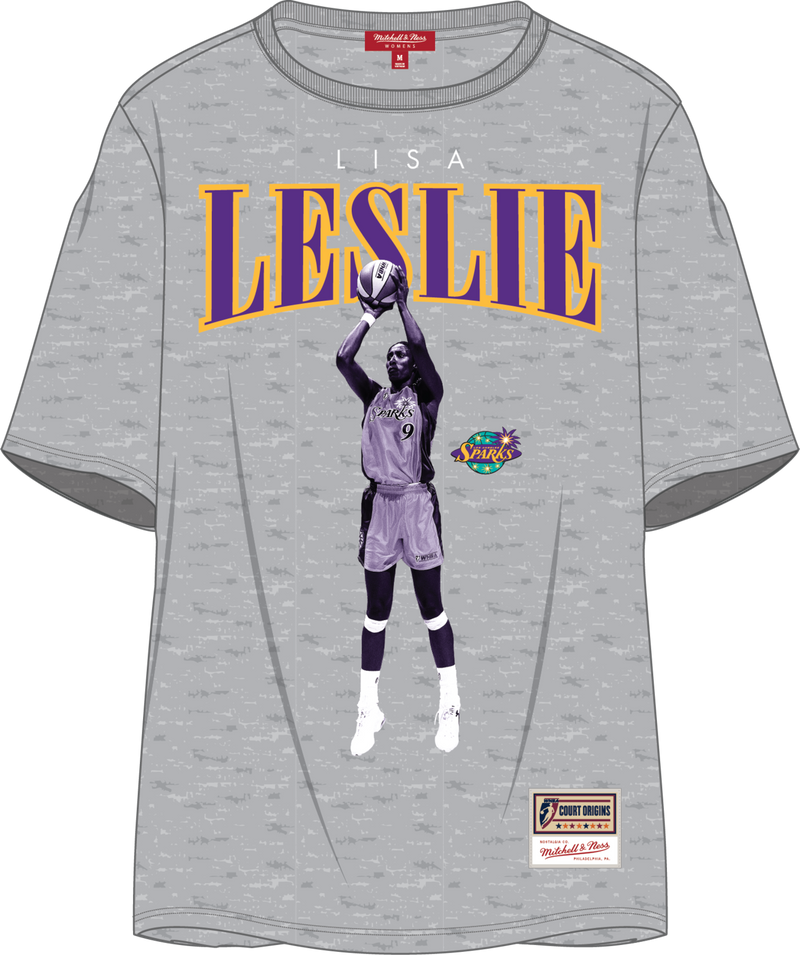 Mitchell & Ness Women's Lisa Leslie Los Angeles Sparks Grey Heather Player Bf T-Shirt