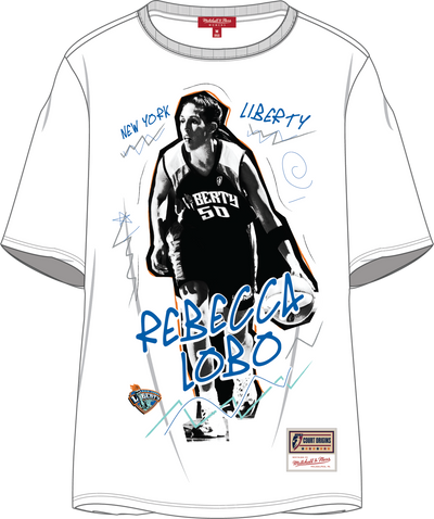 Mitchell & Ness Women's Rebecca Lobo Rebecca Lobo New York Liberty White Player Chalked Up Bf T-Shirt