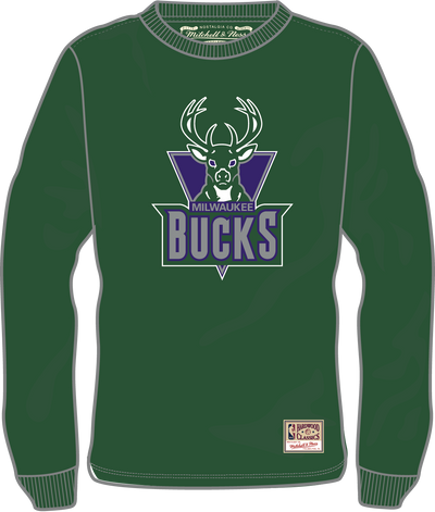 Mitchell & Ness Milwaukee Bucks Dark Green Classic Logo Long Sleeve T-Shirt