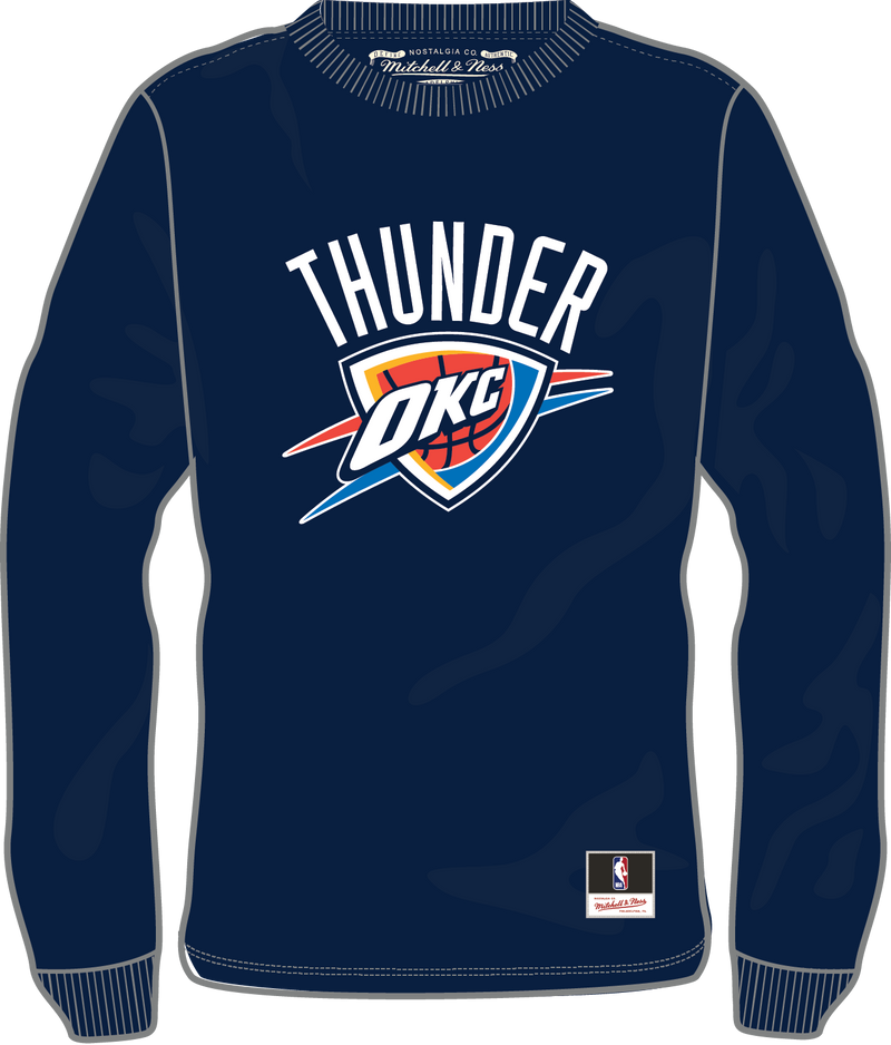 Mitchell & Ness Oklahoma City Thunder Navy Classic Logo Long Sleeve T-Shirt