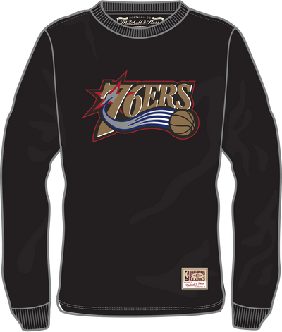 Mitchell & Ness Philadelphia 76ers Black Classic Logo Long Sleeve T-Shirt