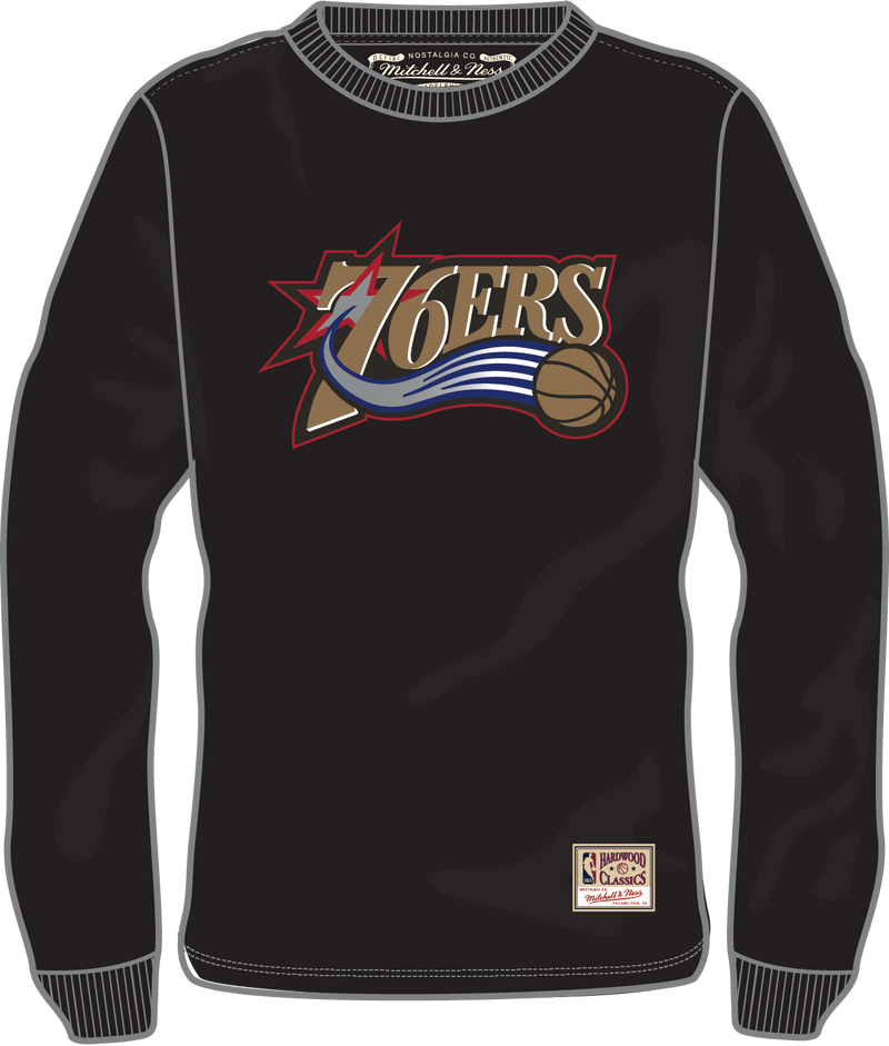 Mitchell & Ness Philadelphia 76ers Black Classic Logo Long Sleeve T-Shirt