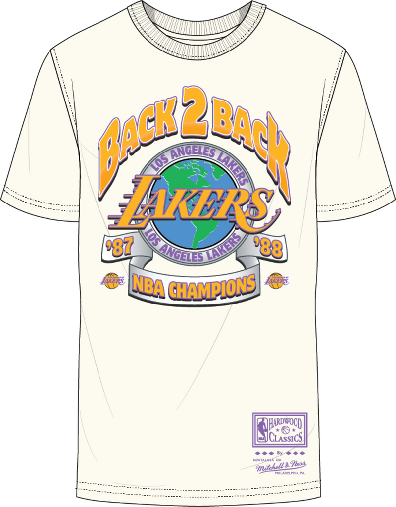 Mitchell & Ness Los Angeles Lakers Cream Banner Time T-Shirt