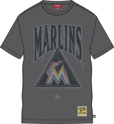 Mitchell & Ness Women's Miami Marlins Grey Logo Boyfriend T-Shirt