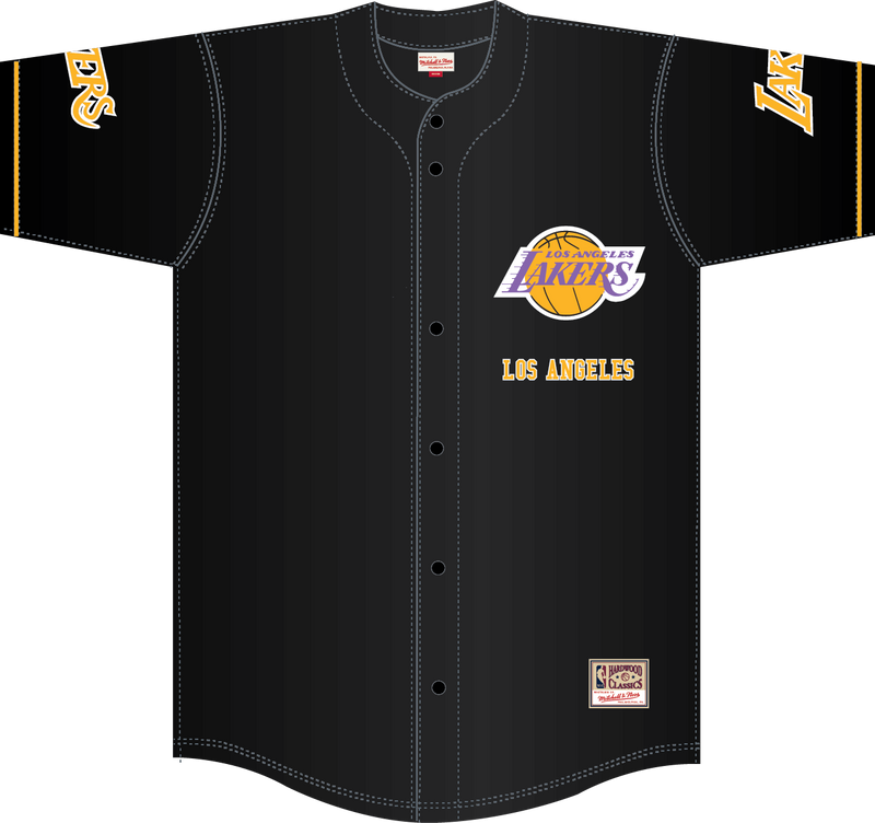 Mitchell & Ness Los Angeles Lakers Black Unisex Mesh Button Up