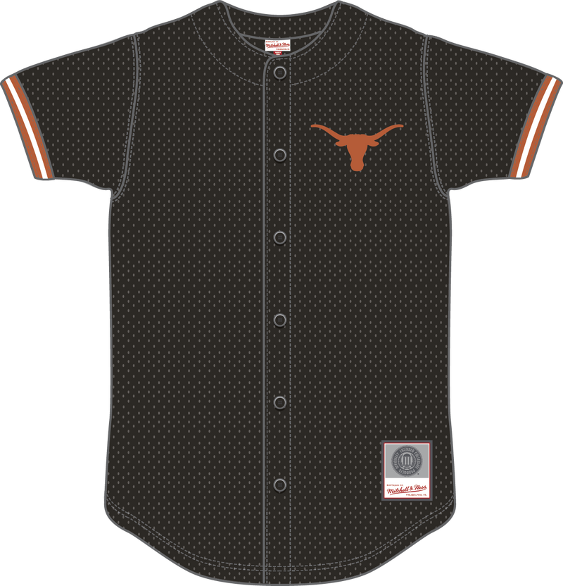 Mitchell & Ness University of Texas at Austin Black Current Logo Game Time Mesh Button Front