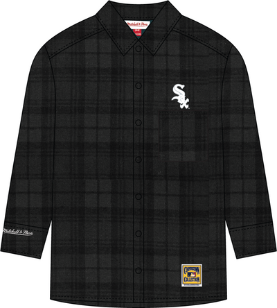 Mitchell & Ness Chicago White Sox Black Plaid Long Sleeve Button Up