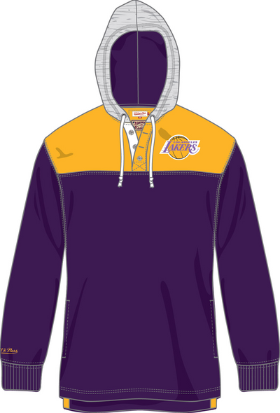 Mitchell & Ness Los Angeles Lakers Purple Hooded Rugby Polo