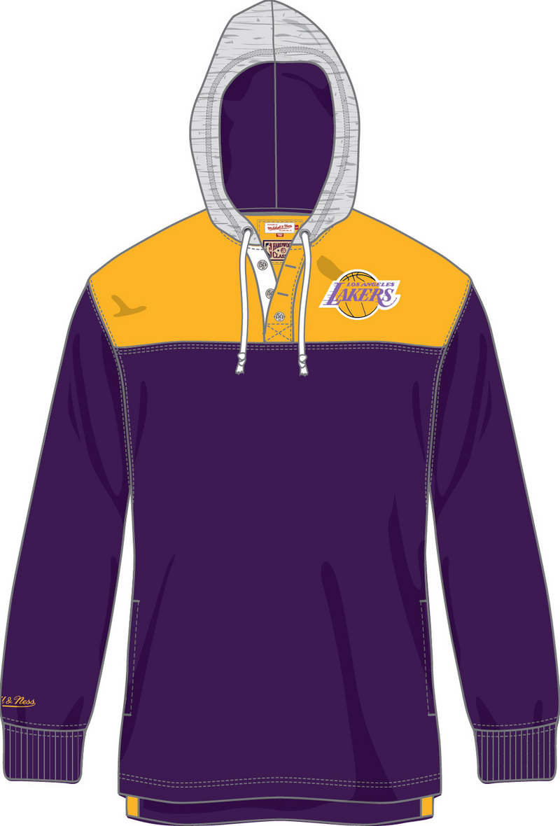 Mitchell & Ness Los Angeles Lakers Purple Hooded Rugby Polo