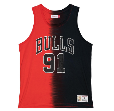 Mitchell & Ness Dennis Rodman Chicago Bulls Black/Red Tie Dye Cotton N&n Tank