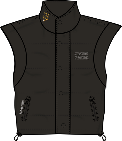 Boston Bruins Mitchell & Ness Women's Cropped Full-Zip Puffer Vest - Black