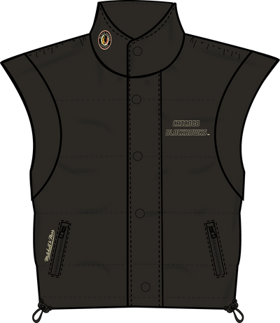 Chicago Blackhawks Mitchell & Ness Women's Cropped Full-Zip Puffer Vest - Black
