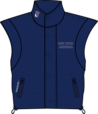 New York Rangers Mitchell & Ness Women's Cropped Full-Zip Puffer Vest - Blue