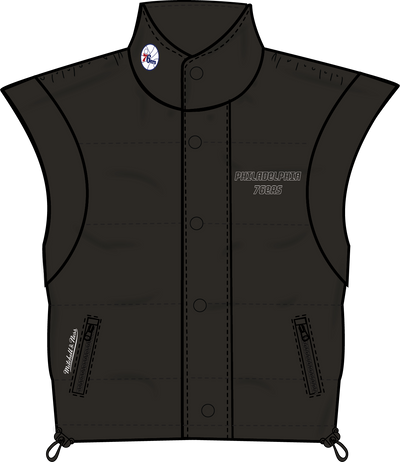 Mitchell & Ness Women's Philadelphia 76ers Black Crop Puffer Vest