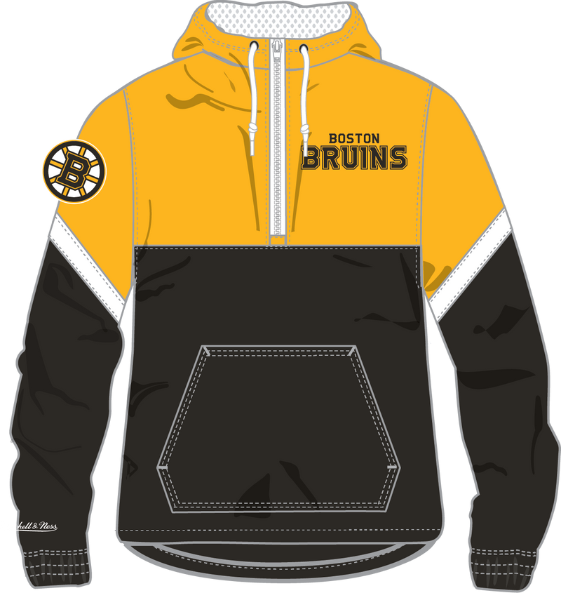 Mitchell & Ness Boston Bruins Black Tie Breaker Lightweight Windbreaker Anorak Jacket
