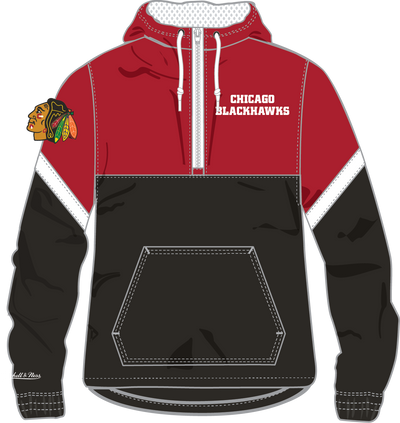 Mitchell & Ness Chicago Blackhawks Black Tie Breaker Lightweight Windbreaker Anorak Jacket