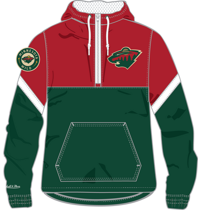Mitchell & Ness Minnesota Wild Dark Green Tie Breaker Lightweight Windbreaker Anorak Jacket