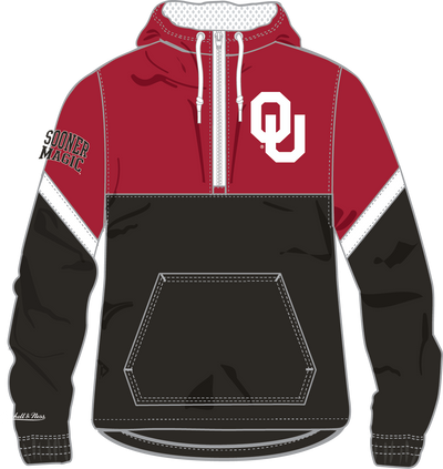 Mitchell & Ness University of Oklahoma Crimson Tie Breaker Lightweight Windbreaker Anorak Jacket Sooners