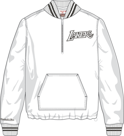 Mitchell & Ness Los Angeles Lakers White Monochrome Quarter-Zip Zip Woven Pullover Jacket
