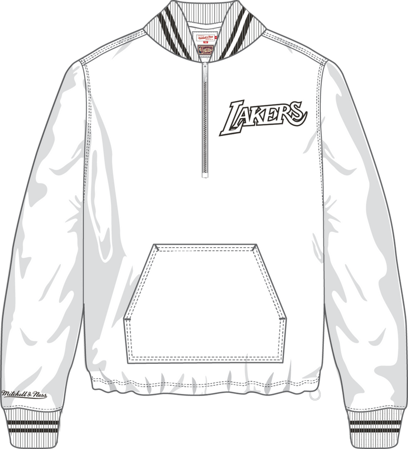 Mitchell & Ness Los Angeles Lakers White Monochrome Quarter-Zip Zip Woven Pullover Jacket
