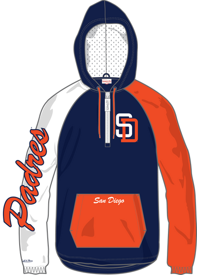 Mitchell & Ness San Diego Padres Navy Playoff Win Quarter-Zip Zip Anorak Jacket