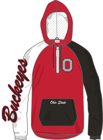 Mitchell & Ness Ohio State Buckeyes Red Playoff Win Quarter-Zip Zip Anorak Jacket