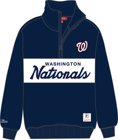 Mitchell & Ness Women's Washington Nationals Navy Team Color Head Coach Quarter-Zip Zip Pullover
